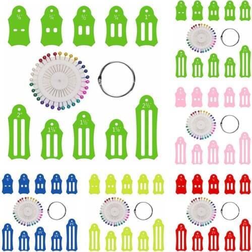Bias Tape Makers 10PCS Multi-Sizes Folding Fabric and Biasing Strips Roll Tool Set with 40 pcs of Multi-Color Quilting Pins