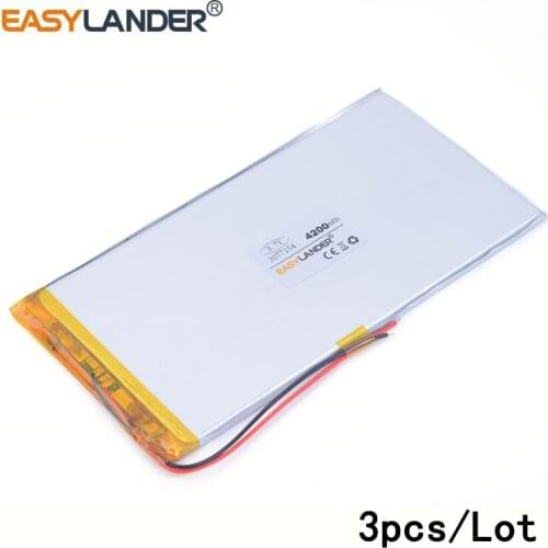 3pcs /Lot 4200mAH 3077154 lithium Li ion polymer rechargeable battery for tablet pc Power mobile Power bank PAD DVD 0377154