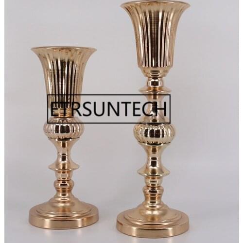 40cm 50cm Gold Tabletop Vase Metal Flower Road Lead Wedding Table Centerpiece Flowers Vases For Marriage And Home Decoration