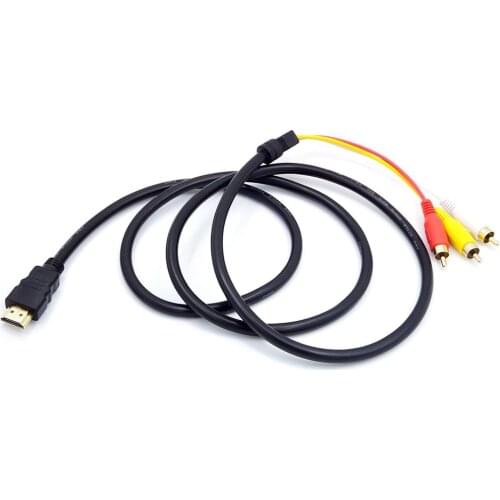 5 Feet 1080P HDTV HDMI-compatible Male to 3 RCA AV Cable Cord Adapter Converter Connector Component Cable Lead For HDTV NEW