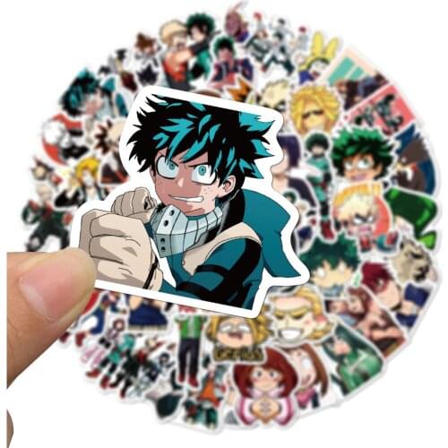 50pcs My Hero Academy Suitcase Sticker Laptop Skateboard Refrigerator Mobile Phone Anime Stickers Boku No Hero Academia