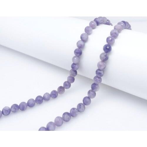 6-12mm Natural Necklace Purple Lepidolite Gemstone Stone Faceted Loose Bead Hard Cut DIY Jewerly Bracelet Wealth Healthy Purify