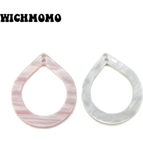 2019 New Fashion 6 Pieces 33mm High Quality Acetic Acid Resin Smooth Charms Pendant for DIY Necklace Earring Jewelry Accessories