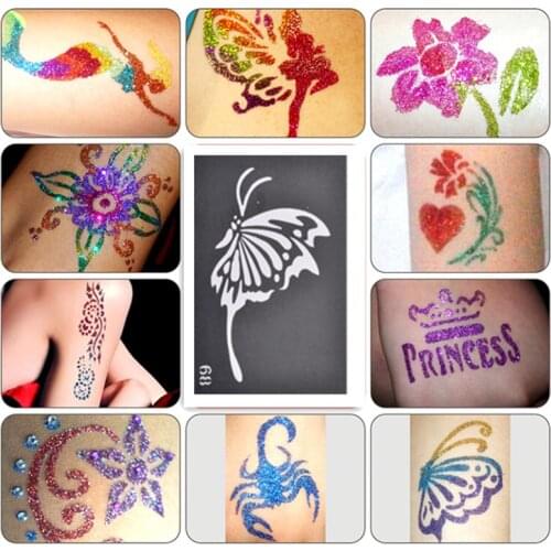 600pcs mixed Glitter Tattoo stencil Body Painting design Tatoo Kit for Tattoos Temporary Henna Templates Stickers by dhl