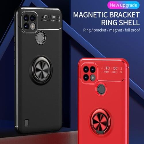 Car Holder Magnet Ring Phone Case Silicone Cover On For Realmi Realme C21 2021 RMX3201 C 21 RealmeC21 RealmeiC21 32/64 GB Global