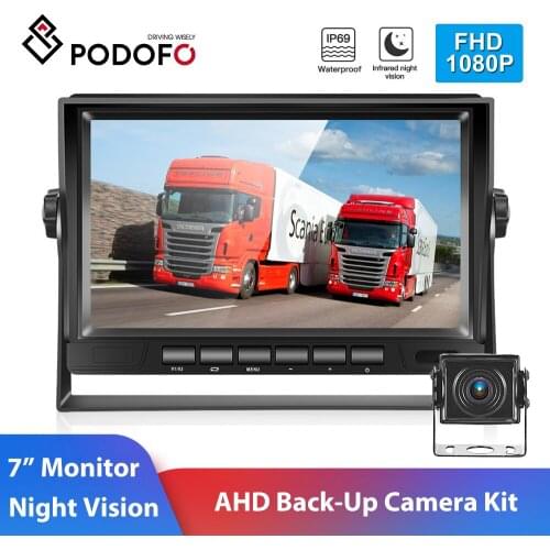 Podofo 7 inch IPS LCD Car Monitor Super Night Vision Waterproof Rear View Backup Camera kit For Drives Trailers/Trucks/Vans