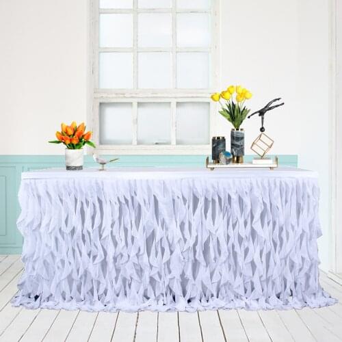 White Table Skirt Tulle Tutu Table cloth Rags 6ft 9ft 14ft tablecloth for Wedding Baby Shower Party Decorations Table Skirting