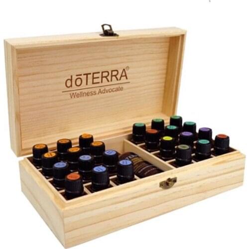25 Grids Wooden Storage Case Organizer For Essential Oil Case Aromatherapy Container Treasure Jewelry Carrying Storage Box