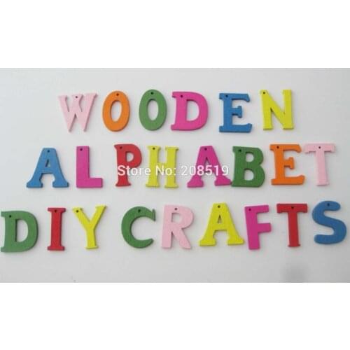 WBNNOG Wood alphabet hanging hole buttons for craft Mix 200pcs 22MM Height DIY Decorative scrapbooking