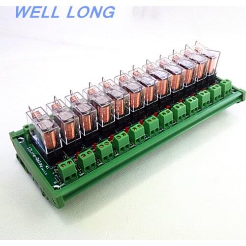 DIN Rail Mount 12 SPDT 16A Power Relay Interface Module,OMRON G2R-1-E DC12V Relay