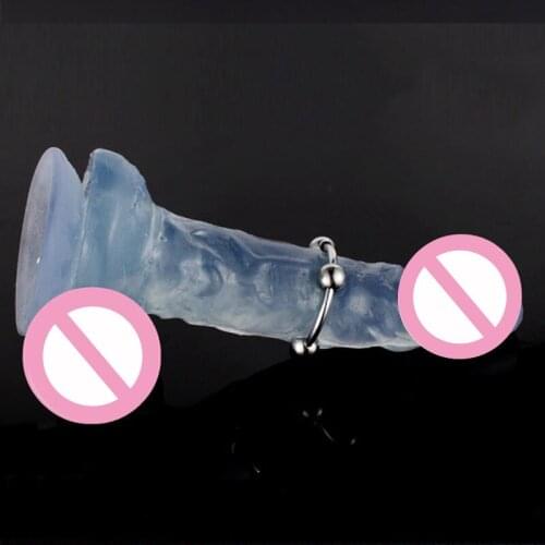 Male Penile Erection Training Tools With Four Bead Stainless Steel Ring Penis Ring Removable Chastity Strength Training Sex Toys