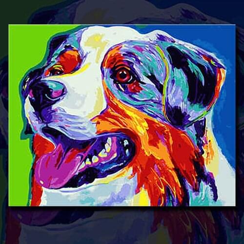 Paint by Number Frame Animal Modern Wall Art Decors Door NumbersKits Tekening Canvas Diy Olie Foto Nummers Home Gift Dog 40X50