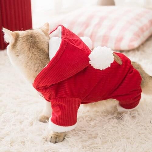Cat Clothes Festive Cotton-padded Clothes Thick Corduroy Jumpsuit Clothes Warm Winter Kittens Small Dogs and Cats Clothing