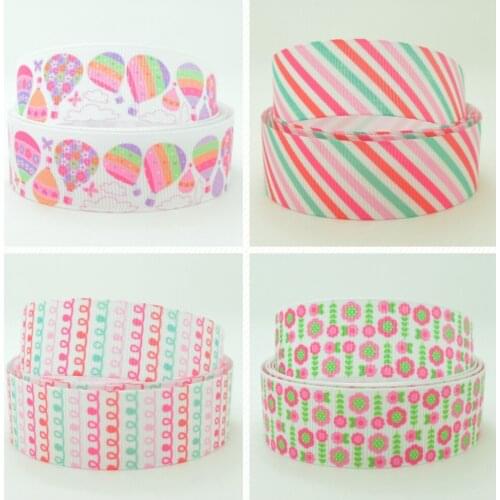 10 Yards 22mm 7/8" Spring stripes flower Pretty Girls Printed grosgrain ribbon hair bow Headwear DIY hair accessories retail