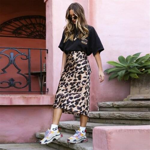 Summer Leopard Skirt Women A-Line Trendy Y2K Skirts Harajuku Knee-Length Casual High Waist Party Streetwear Bodycon Office Skirt