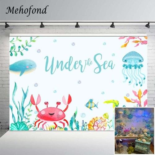 Mehofond Under The Sea Photography Backdrop Birthday Baby Shower Party Decoration Boy Girl Photocall Background For Photo Studio