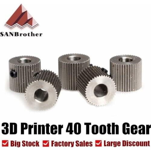 MK7 MK8 Gear Stainless Steel Extruder Feeder Driver Pulley 3D Printers Parts Wheel 40 Teeth 50teeth 38 Tooth Bore 5mm 8mm Part