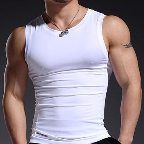 2019 NEW Men Summer Sport Vest Casual Sleeveless Tank Top Gym Elastic Quick Dry Breathable Running Fitness Bodybuilding Tops-E