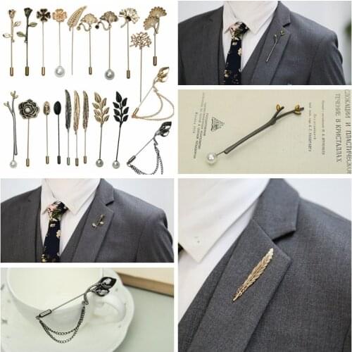 I-Remiel Tree Leaves Animal Pearl Rose Long Needle Brooch for Men Women Shawl Cardigan Pins & Brooches Shirt Collar Accessories