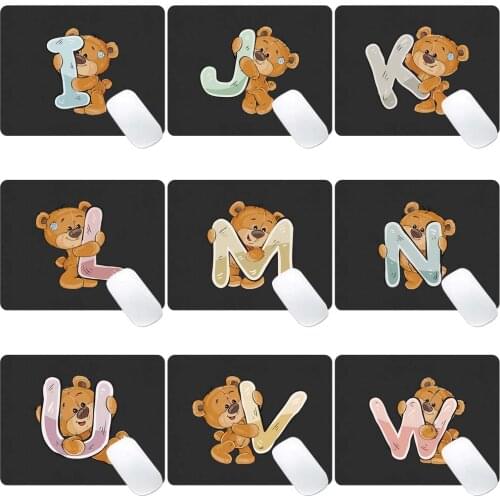Mouse-pad Laptop Mouse Pad Little Bear Letter Pattern Waterproof Easy To Clean PU Leather Durable Gaming Small Mouse Mat