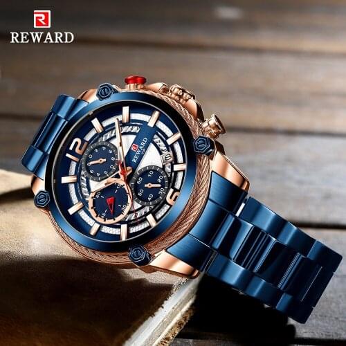 REWARD 2021 New Men Top Luxury Brand Watches Waterproof Stainless Steel Quartz Chronograph Fashion Luxury Date Sport Watch Men