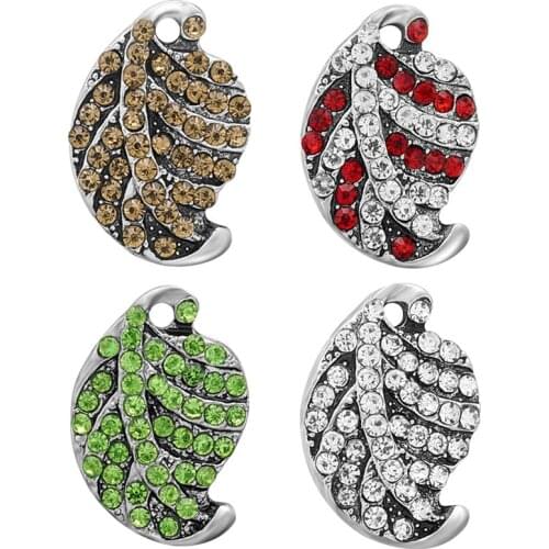 New KZ1326 Beauty 18MM Rhinestone Colorful Leaves Metal charm snap buttons for DIY charm snap jewelry charm wholesale