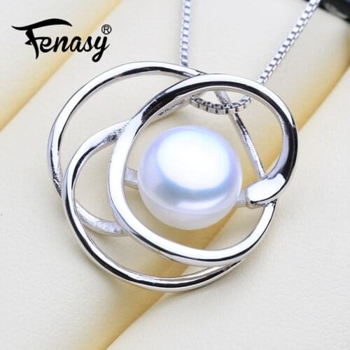 FENASY Silver Color Accessories Vintage Pendant With Pearl Jewelry Choker Necklaces Natural Freshwater Pearl Necklace For Women