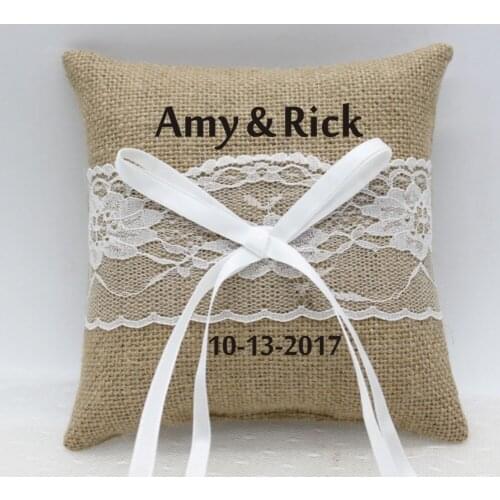 Personalized Ring Bearer Pillow Wedding Ring Pillow Custom Name Date Bridal Party Decoration Valentine Day Festive Gift Supplies