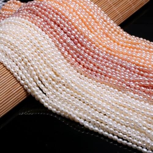 Natural Freshwater Pearl Bead Rice Shape 3-3.5-3.8mm Punch Pearl Bead for Charms Jewelry Making Craft Bracelet Necklace