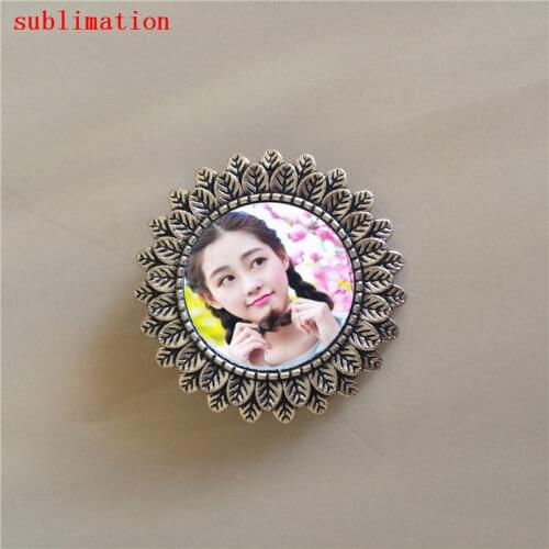 Blank pins for sublimation restore ancient leaf pattern retro vintage brooches pin for heat Transfer 20MM wholesales