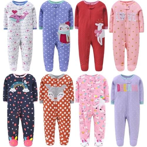 Christmas Newborn Baby Girl Romper 2021 Spring And Autumn Children Boys Clothes Cotton Jumpsuit With Zipper Cartoon Infant 0-12m