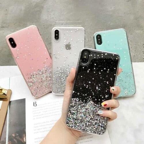 Pink Sequins Soft Phone Case For iPhone X Anti-knock Clear Glitter Silicone For iPhone 7 6 6S 8 Plus XR XS MAX Cover Ultra Thin