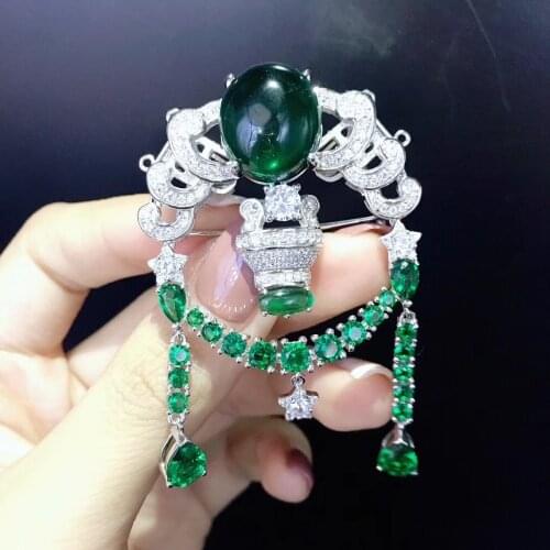 Diy jewelry clasp twelve constellations libra clasp and brooch double use 925 sterling silver with cubic zircon green color