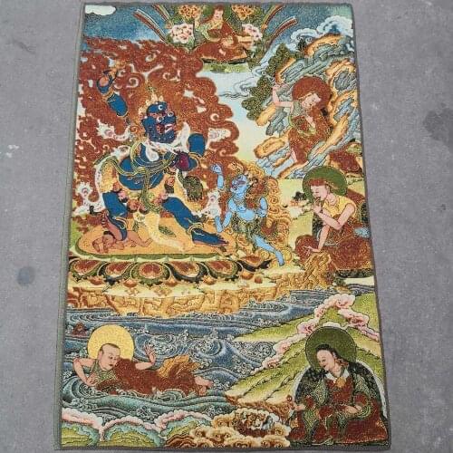 36 inch Silk embroidery Vajrapani Chana Dorje wrathful Tutelary Thangka Paintings Mural