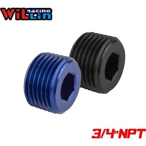 WILLIN - 2pcs/pack 3/4" NPT Pipe Thread NPT Socket Plug NPT Pipe Plug Aluminum Anodized Blue/Black WL932-12