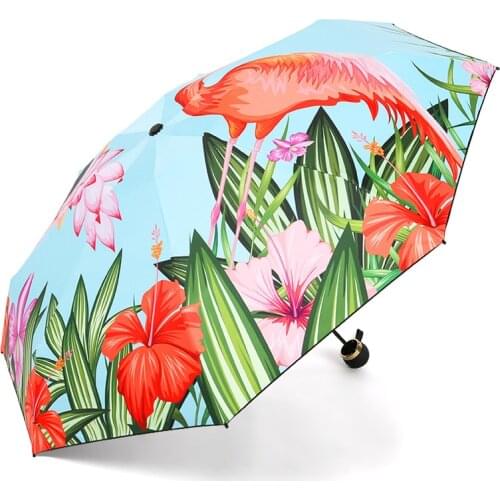 5 Folding Black Coating Sunny and Rainy Umbrella Dual-use Fold Umbrella Nordic Fresh Parasol Automatic Mini Umbrella
