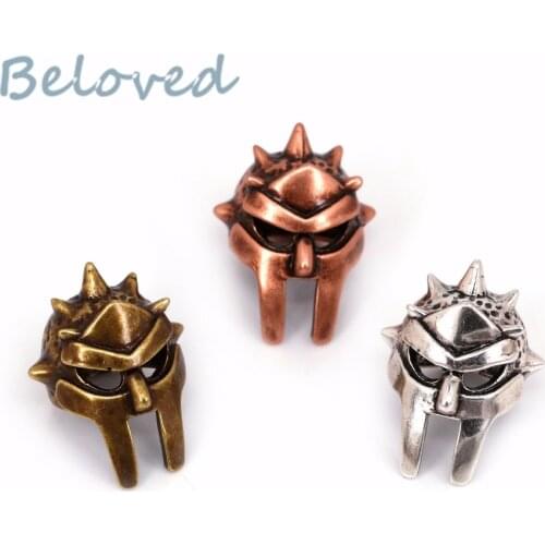 Spartan Helmet Metal Knife Beads, Antique Silver,Bronze, Copper Charms Mens EDC Paracord Bracelet DIY Accessories, BG18200