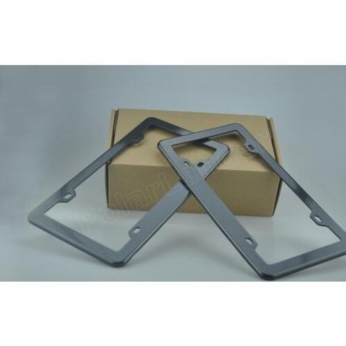 Universal 2 pcs Printed Style License Plate Frame for USA/Canada Tag Black Plate Frame Holder Carbon Fiber front rear
