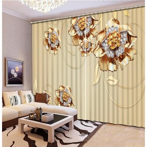 Custom 3D Blackout Curtains Yellow flowers Curtains For Bedroom Living Room Photo Curtain Stylish Modern Decoration