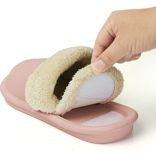 Women Warm Removable Insole Slippers Home Antiskid Soft Winter Indoor shoes for Male slipper Plush Cozy House slides with fur
