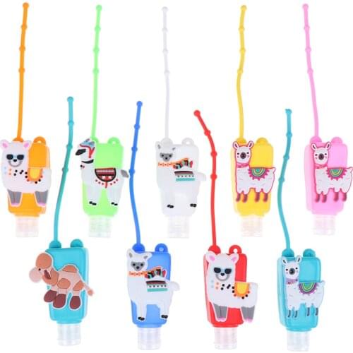 1PC cartoon Silicone Alpaca Mini Hand Sanitizer bottle Disposable No Clean Detachable Cover Travel Portable Safe Gel