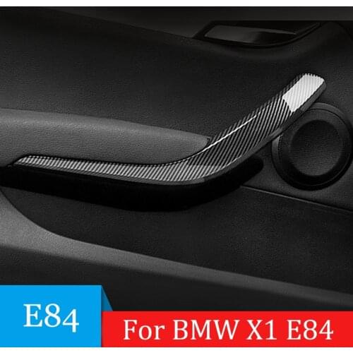 4Pcs/Set Carbon Fiber Front Rear Left/Right Car Interior Inner Door Handle Inner Pull Trim Cover Armrest For BMW X1 E84 09-16