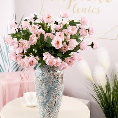 72cm/7 Heads Pink Artificial Peonies Branches Fake White Peony Silk Flowers DIY Home Party Garden Living Room Wedding Decoration