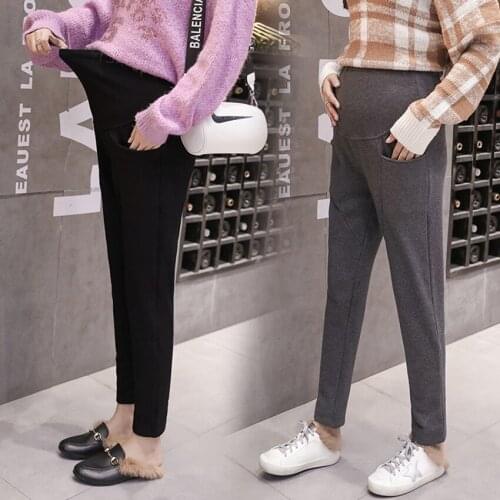 Pregnant women pants new autumn and winter plus velvet Korean version of loose casual maternity pants high waist carrot pants