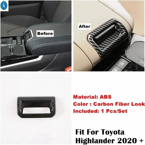 Center Console Armrest Box Switch Decoration Cover Trim For Toyota Highlander 2020 - 2022 Carbon Fiber Look Accessories Interior
