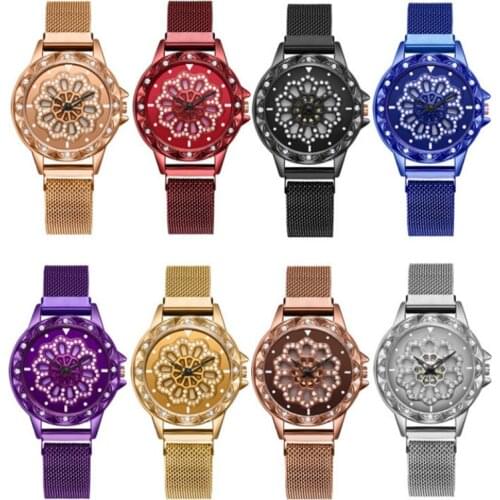 Lucky 360 degree rotation Women Watches Fashion Quartz Wristwatches clock magnet buckle women dress Ladies watch reloj mujer
