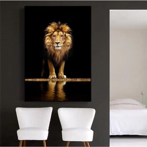Lion In The Dark Canvas Art Posters and Prints Animals Wall Art Decorative Pictures African Lion Canvas Painting Home Wall Decor