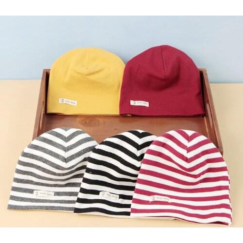 Baby Hat Cotton Printing Caps For Boy Girl Infant Beanie Hat Spring Autumn Winter Childrens Caps Striped Solid Baby Bonnet