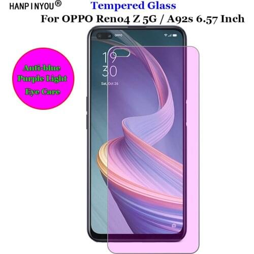 For OPPO Reno4 Z 5G / A92s Anti Blue Purple Light Ray Eye Care Tempered Glass 9H 2.5D Premium Screen Protector Protection Film