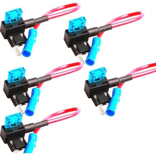 EE support 5Pcs 12/24V ATM APM Add A Circuit Fuse Tap Piggy Back Blade Holder + 15A Sales